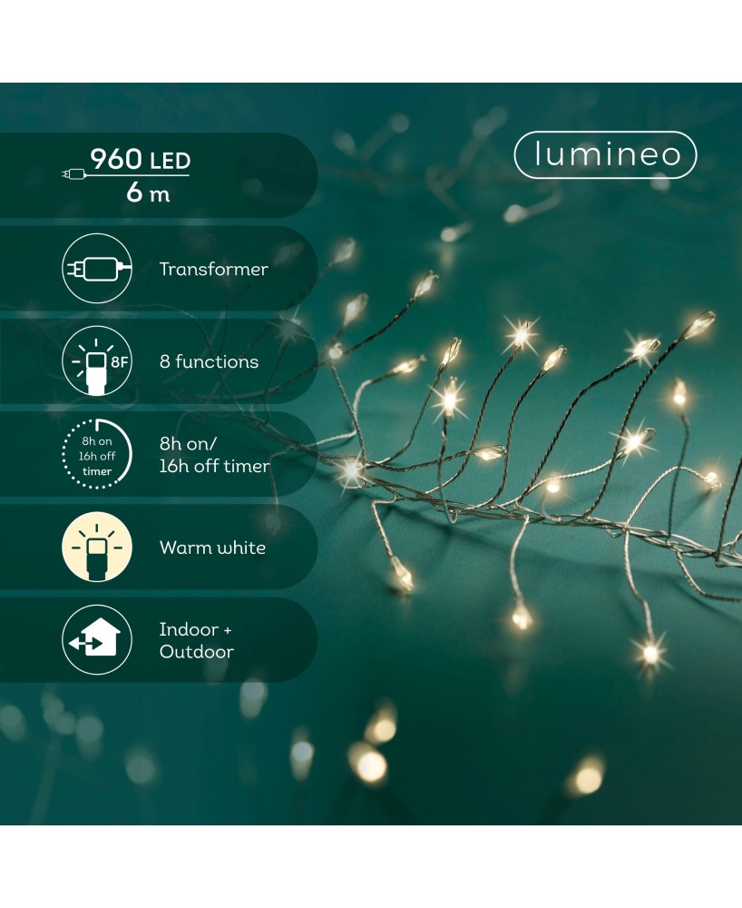 GUIRNALDA DE LUCES LED PLATA/BLANCO CALIDO 600CM
