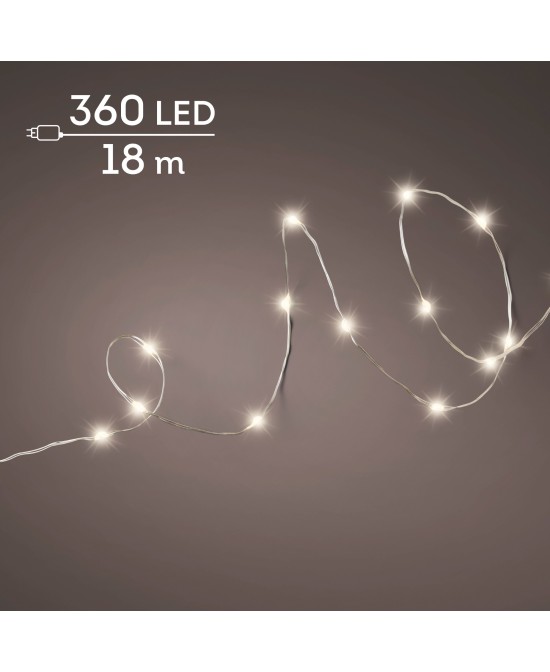 GUIRNALDA DE LUCES LED PLATA/BLANCO CALIDO 1795CM