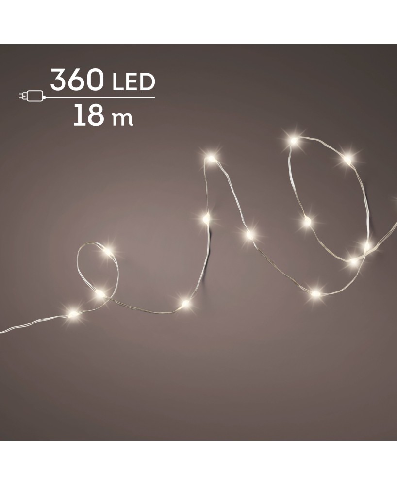 GUIRNALDA DE LUCES LED PLATA/BLANCO CALIDO 1795CM