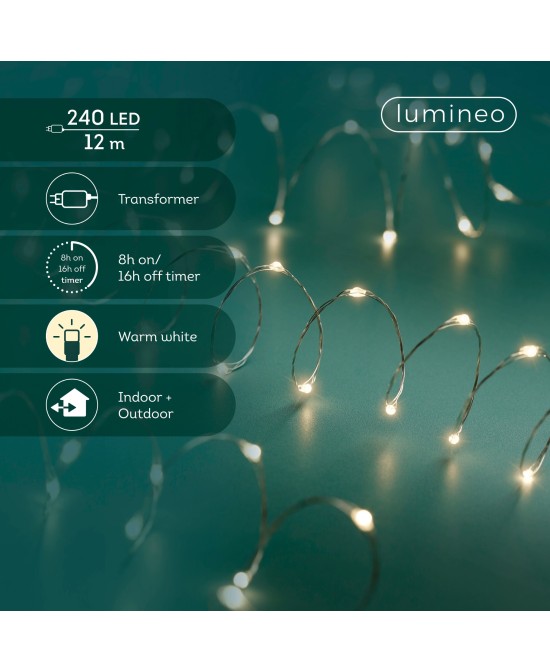 GUIRNALDA DE LUCES LED PLATA/BLANCO CALIDO 1195L