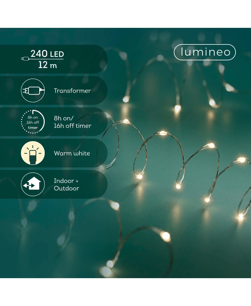 GUIRNALDA DE LUCES LED PLATA/BLANCO CALIDO 1195L