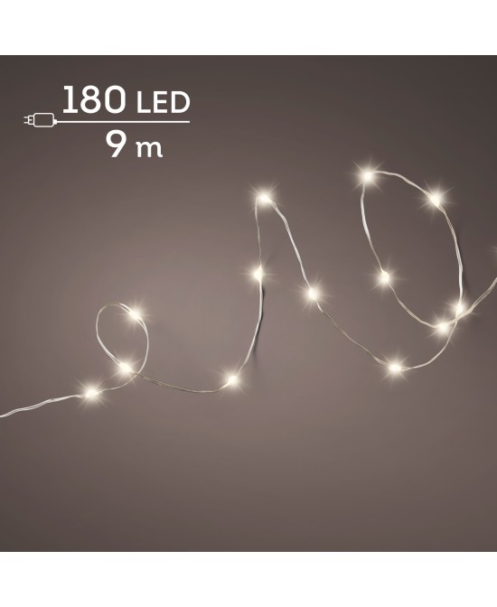 GUIRNALDA DE LUCES LED PLATA/BLANCO CALIDO 895CM