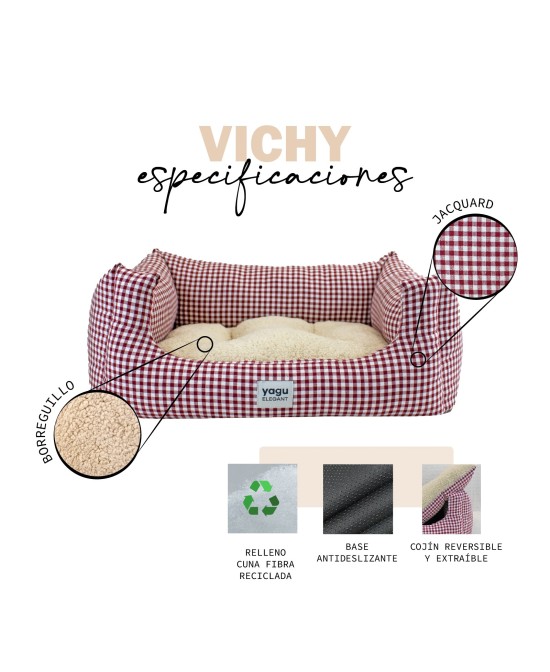 YAGU DESCANSO CUNA CONFORT VICHY GRANA BORREGUILLO T-2 63X47X23CM