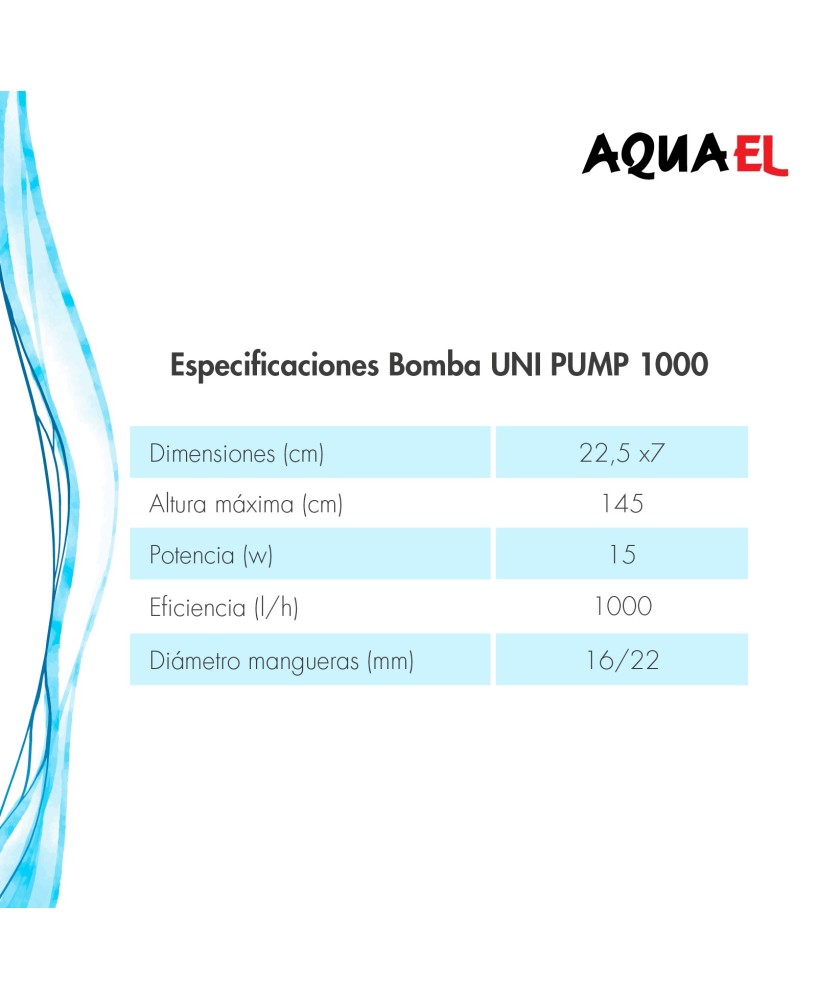 AQUAEL BOMBA EXTERIOR E INTERIOR BAJA TENSION UNI PUMP 700