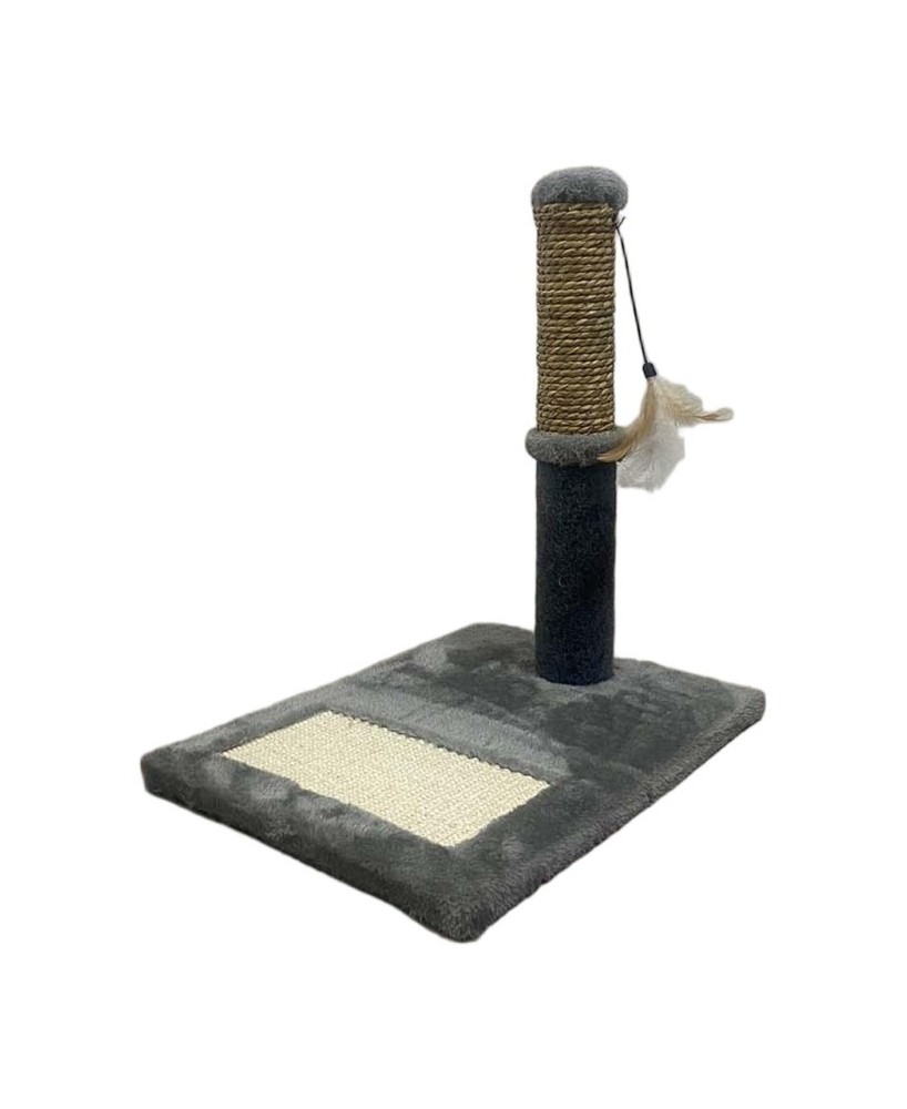 RASCADOR BASE CUADRADA CON POSTE DE SISAL Y PLUMA 41X31X39CM
