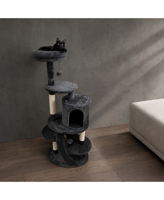 RASCADOR ARBOL CON PLATAFORMA CUEVA Y BOLA 55X40X128CM