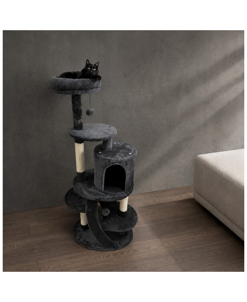 RASCADOR ARBOL CON PLATAFORMA CUEVA Y BOLA 55X40X128CM