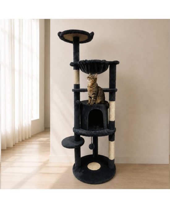 RASCADOR ARBOL CON PLATAFORMA CUEVA Y DESCANSO D45X142CM