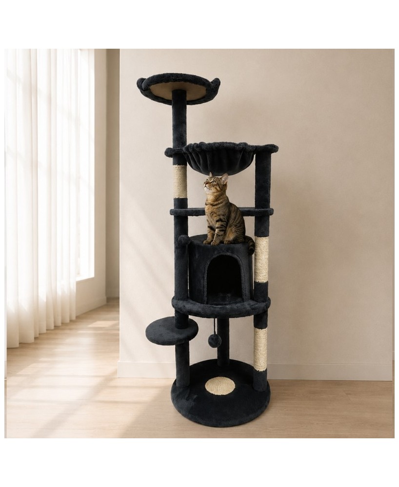 RASCADOR ARBOL CON PLATAFORMA CUEVA Y DESCANSO D45X142CM