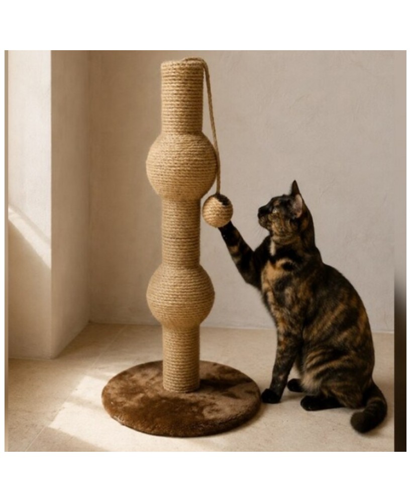 RASCADOR BASE REDONDA POSTE BOLA DE YUTE D34X48CM