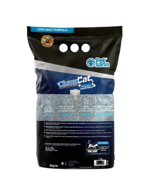 BENTONITA NATUAL CLUMPACT CARBON DOBLE ACTIVO 10L