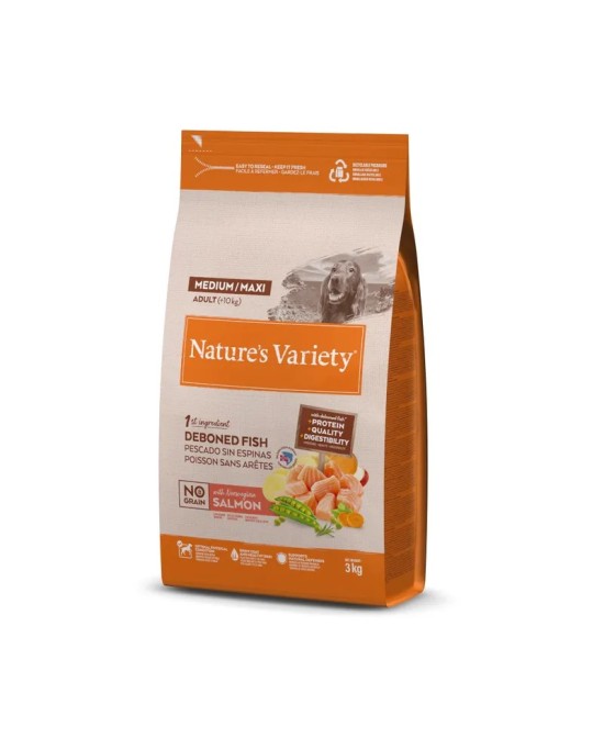 NVARIETY DOG NO GRAIN MED ADULT SALMON 3KG*5