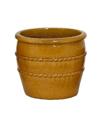 Maceta Baja Terracota Esmaltada Miel 37x31.5 cm | Elegancia y Funcionalidad

