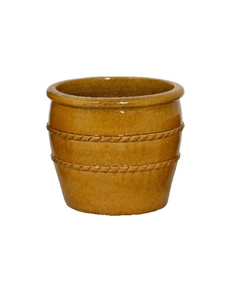 Maceta Baja Terracota Esmaltada Miel 37x31.5 cm | Elegancia y Funcionalidad

