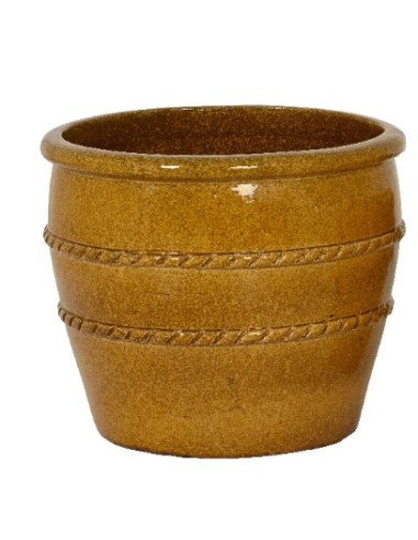 Maceta Baja Terracota Esmaltada Miel 47x40 cm | Elegancia y Durabilidad para Jardín
