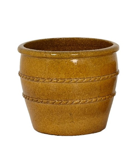 Maceta Baja Terracota Esmaltada Miel 47x40 cm | Elegancia y Durabilidad para Jardín