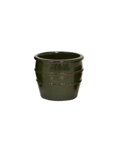 Maceta Baja Terracota Esmaltada Verde 37x31.5 cm | Duradera y Elegante para Jardín