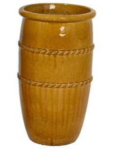 Macetero Alta Terracota Esmaltada Miel 35x60.5 cm | Elegancia para Interior y Exterior

