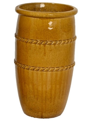 Macetero Alta Terracota Esmaltada Miel 35x60.5 cm | Elegancia para Interior y Exterior

