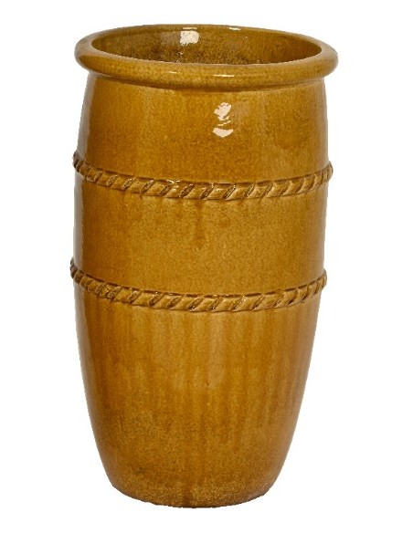 Macetero Alta Terracota Esmaltada Miel 35x60.5 cm | Elegancia para Interior y Exterior

