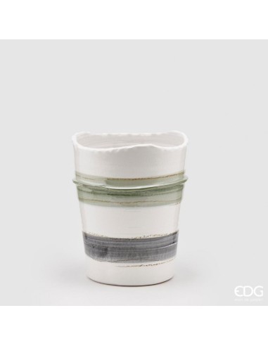 VASO FENICE FASCE BLANCO- VERDE 32X28CM