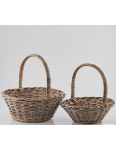 Cesto Rot Rattan con Manijas Gris Claro 45 cm | Elegancia y Funcionalidad - Endanea Garden

