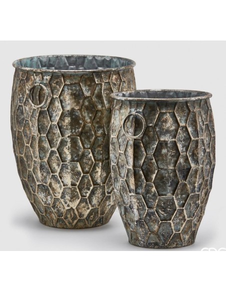VASO METAL BOMBEADO ORO NEGRO GRANDE