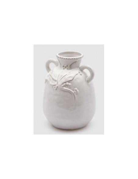 VASO AMISH ANFORA BLANCO 17.5X13CM