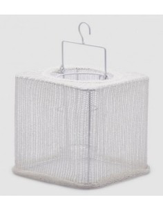 LINTERNA DE TELA CUADRADA CON MANGO BLANCA