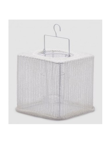 LINTERNA DE TELA CUADRADA CON MANGO BLANCA