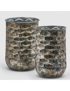 VASO METAL CILINDRO ORO NEGRO GRANDE