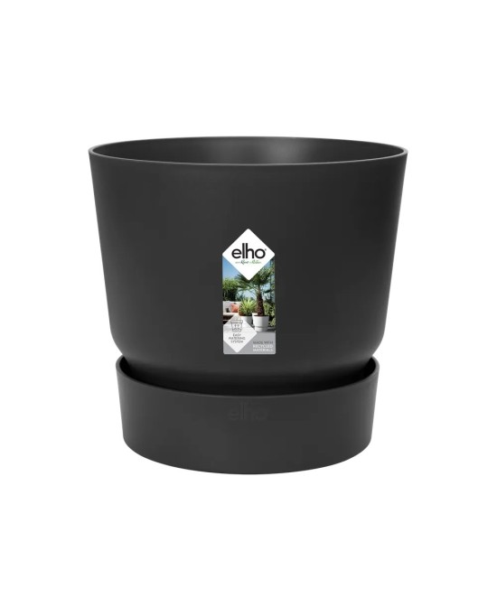 Maceta Greenville Redonda Negra 25 cm para Interior y Exterior | Endanea Garden


