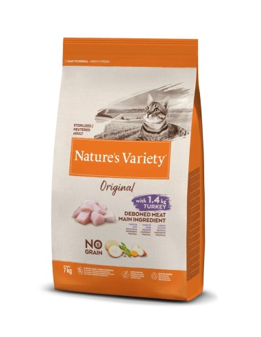 Original Cat Sterilized Turkey No Grain 7 kg | Alimento Sin Granos para Gatos Esterilizados | Endanea Mascotas