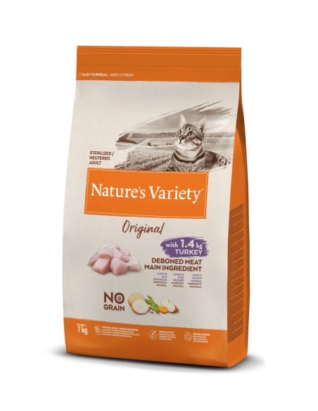 Original Cat Sterilized Turkey No Grain 7 kg | Alimento Sin Granos para Gatos Esterilizados | Endanea Mascotas