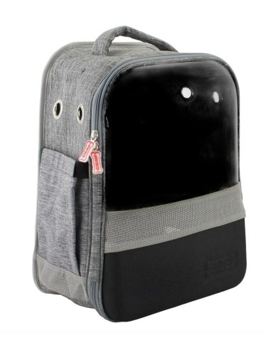 MOCHILA CON VENTANA GRIS 30X23X43CM
