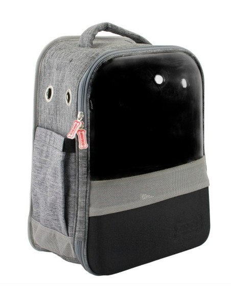 MOCHILA CON VENTANA GRIS 30X23X43CM
