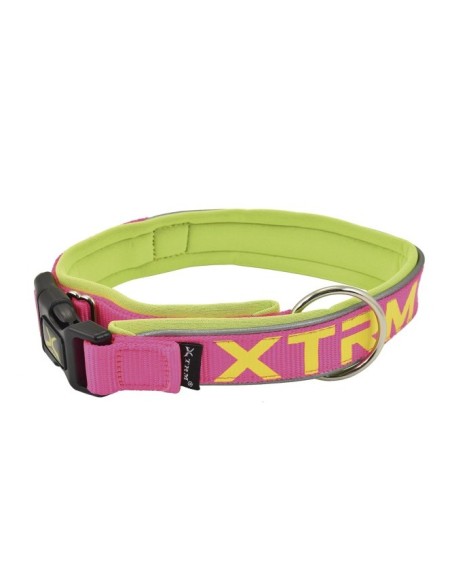 Collar X-TRM Neon Flash Fucsia 38mmx50-70cm | Collar Ajustable para Perros Medianos y Grandes