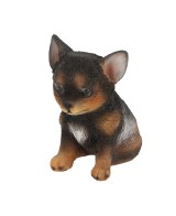 Figura Cachorro Perro Sentado decoración realista para hogar y jardín