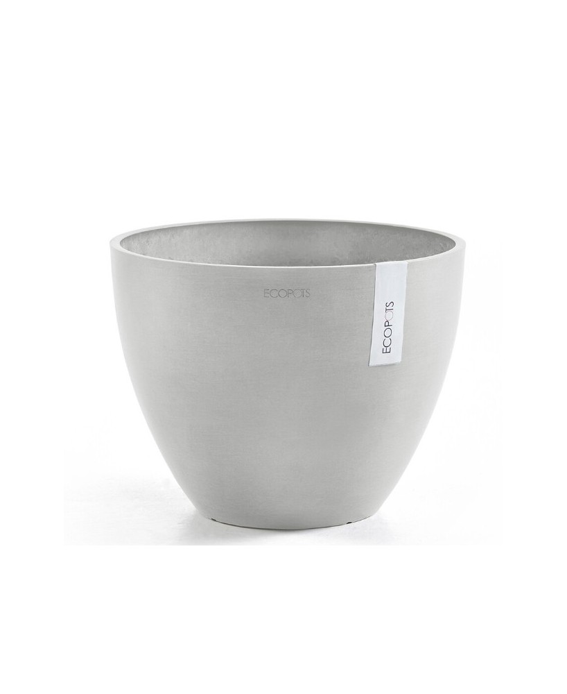 Tiesto Antwerp 30 White Grey  Macetero Moderno, Ligero y Resistente para Interior y Exterior

