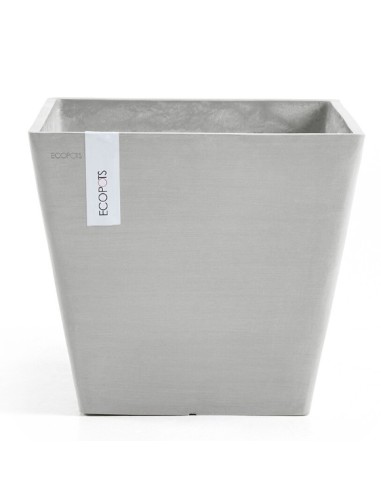Tiesto ROTTERDAM 40 White Grey  Maceta Moderna y Resistente para Interior y Exterior

