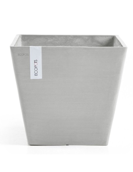 Tiesto ROTTERDAM 40 White Grey  Maceta Moderna y Resistente para Interior y Exterior

