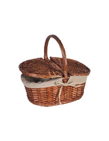 Cesta Mimbre Oval para Picnic con Forro G  Elegante, Ecológica y Resistente para Salidas al Aire Libre | Endanea Garden

