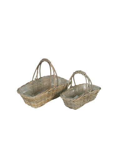 Cesta Rectangular Rattan Grisáceo Grande  Organización y Estilo | Endanea Garden

