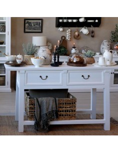 MESA DE SERVICIO CON DOS CAJONES