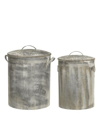 CUBO ANTIQUE ZINC CON TAPA GRANDE