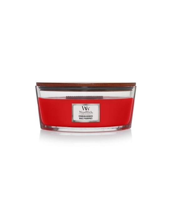 Vela WoodWick Ellipse Crimson Berries | Aroma a frutos rojos y mecha de madera