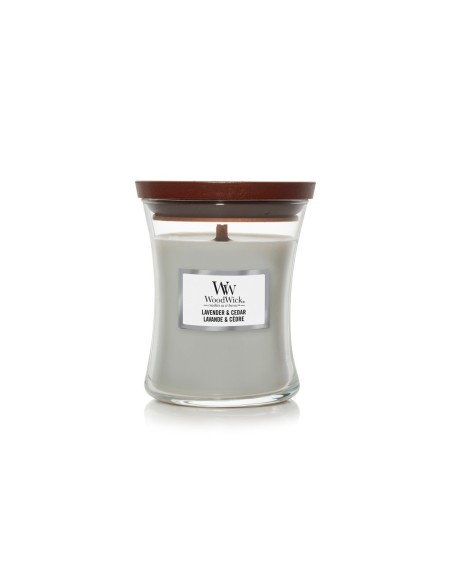 Vela mediana WoodWick Lavender & Cedar | Aromaterapia y diseño elegante