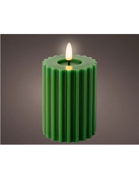 VELA LED VERDE 12.3CM BLANCO/CALIDO