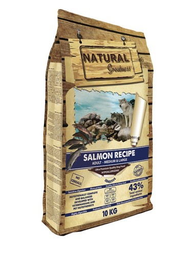 Pienso Salmón para Perros Medianos y Grandes 10KG | Receta Natural sin Conservantes