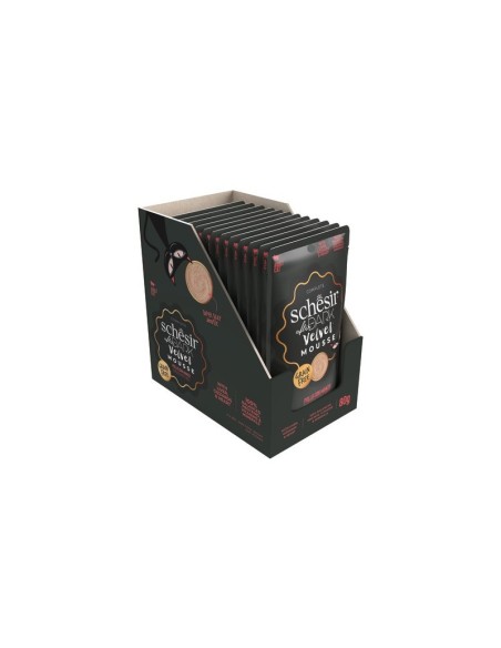 Schesir Cat After Dark Mousse Pollo y Ternera 80g | Alimento Natural y Cremoso para Gatos Adultos